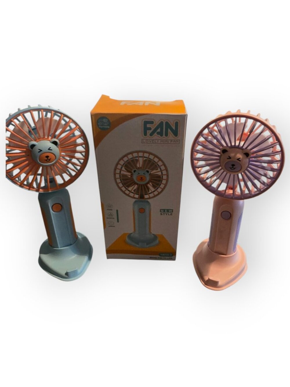 Cute Bear Portable Handheld Fan – Rechargeable Mini Desk Fan